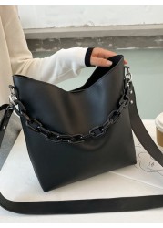 موضة العلامة التجارية تصميم المرأة حقيبة كتف سعة كبيرة سلسلة دلو حقائب عالية الجودة بولي Leather جلد المرأة حقيبة مركبة