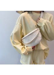 Pearl Chain Wasit Bags Crossbody Bag For Women Handbag Women Leather Fanny Pack Luxury Design Chest Bags