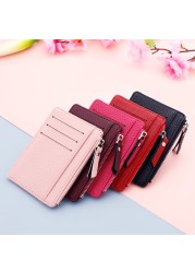 1pcs Small ID Card Holders Business Credit Card Holder PU Leather Slim Bank Card Case Organizer Fashion Zipper Unisex Wallet