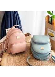 Ladies Backpack Luxury Pu Pikawai Cute and Elegant Girls School Bag Simple Pure Color Backpack Mochila