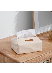 Cotton Canvas Simple Tissue Box Living Room Pumping Tissue Box Car Towel Napkin Paper Holder Pouch Chic Table Home Decor