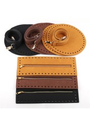 4pcs/set Bag Bottom Shaper Base Round Artificial Leather Wallet Insert Strap Zipper for DIY Sewing Crochet Handbag