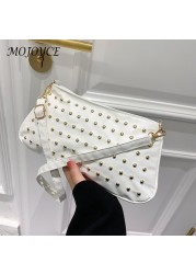 Women Leather Handbag Fashion Rivet Female Crossbody Bags New Clutch Street Fashion Simple Designer Handbag Luxury Female Bag