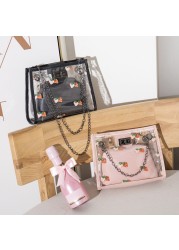 2pcs Transparent Mini Summer Bags Women Buckle Clear PVC Jelly Small Shoulder Bag Female Chain Camouflage Messenger Bags Tote