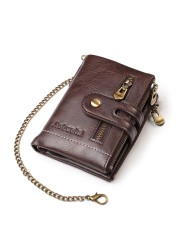 X7YA Chain Wallets for Men Leather Ladies Leather Wallets Credit Card Wallet with Coin Pocket