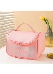 Cosmetic Storage Bag Zipper Clear Makeup Bags Handheld Outside Travel Organizer Bag Foldable Pouch for Girls Women