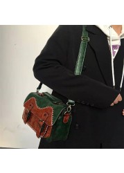 MBTI خمر حقيبة كتف النمط الياباني امرأة الموضة غلق بمشبك المرقعة Bolso Mujer Crossbody كيس الطلاب الرئيسية اليومية حقيبة عادية