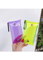 INS New Transparent PVC Key Card Holder Wallet Pouch Car Keychain Women Coin Purse Bag Mini Rouge Storage Money Bag Pocket