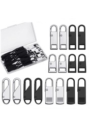 X7YA 33pcs Zipper Pull Repair Kit Replacement Slider Pull Tab Universal Fixer Metal Zippers Head DIY Sewing Craft Tool