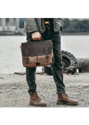 High Quality Business Laptop Canvas Briefcase Shoulder Bag for Men 14'' Computer Handbag Men Vintage Messenger Bag Dropshipping