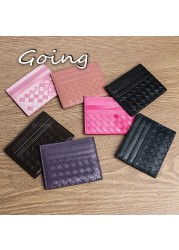 Go Go 100% Leather Credit Card Ultra-thin Brand Business Card Multiple Card Slots Simple Fashion Women Card Bag