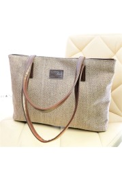 Canvas Women Bag Large Capacity Women Shoulder Bag Female Casual Bags Appliques Portable Shopping Bag Lady Casual Handbag