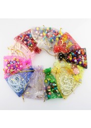 100pcs Moon Star Drawstring Organza Small Drawstring Bags Jewelry Gift Bag Pouch X7YA