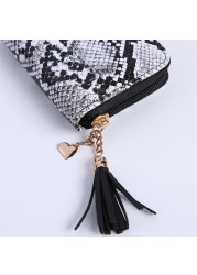 2022 The new Korean version of the snake pattern tassel basic wallet solid color small wallet women's PU wallet