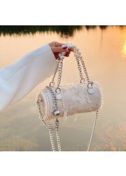 MBTI Elegant Tassel Women Shoulder Bag Decoration Chains Top Handle Bags Fashion 2022 Ladies Concise Hot Sale Bucket Bolso Mujer