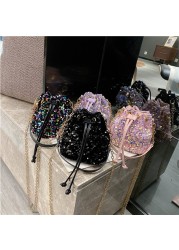 purses and handbags for women 2021 sequin chain bucket bags tote ladies shoulder bag girls crossbody bags for ladies