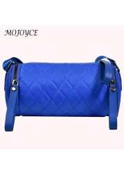 Diamond Lattice Leather Cylinder Pillow Bag Fashion Women Shoulder Bag Female Casual Chain Designer Handbags