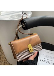 Burminsa Stylish Plaid Small Armpit Shoulder Crossbody Bags for Women Brand Designer Turn Lock Flap Ladies Handbags Spring 2022