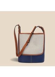 Cowhide and Canvas Patchwork Genuine Leather Bag Women Shoulder Bags Vintage Crossbody Luxury Designer Handbags Bolsos Para Mujer