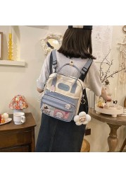 Cute Korean Style Small Backpack Women Girls Casual Nylon Messenger Bag Lightweight Zipper Cute School Bookbag Travel Bag