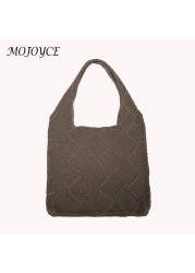 Women Autumn Winter Bag Hollow Knitted Shoulder Bag Woven Sweater Large Capacity Ladies Shopping Bag Gift