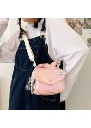 MBTI كاندي اللون الإناث حقيبة كتف موضة 2022 الليزر Crossbody حقيبة ساعي اليابانية Kawaii الطلاب الدانتيل فراشة أكياس