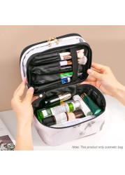 Makeup Bag Double Layer Cosmetic Case Travel Organizer Lipsticks Storage Reusable Marble Fashion Toiletry Clear Handbag Zipper