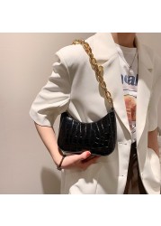 السيدات بولي Leather الجلود سلسلة حقيبة كتف المرأة حقيبة تحت الإبط موضة التمساح نمط سستة حقيبة يد للتسوق