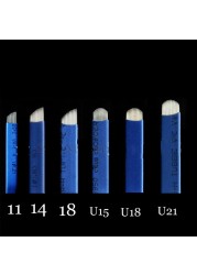 50 قطعة Microblading 0.18 مللي متر Tebori شفرات إبر الوشم الدائم إبر ماكياج إبرة 7 9 12 14 17 21 دليل الحاجب شفرات