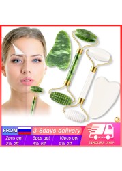 2pcs/set Gua Sha Massager for Face Care Jade Rollers Beauty Health Skin Scraping Chin Lifting Natural Stone Gouache Massage