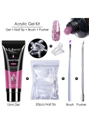 Poly Extension Gel Set 5/2pcs Acrylic Gel Kit Clear Camouflage Color Nail Tip Shape Crystal UV Gel Slice Brush Nail Art Tools