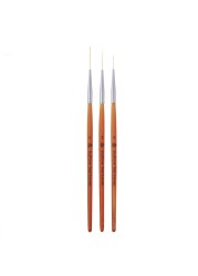 15/20/25mm 3pcs Nail Art Liner Brush Ultra Fine Brush Wooden Handle French Stripe Flower Painting Drawing Pen Manicure Tool