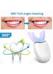 360 Degree Intelligent Automatic Sonic Electric Toothbrush U Type 4 Modes Toothbrush USB Charging Teeth Whitening Blue Light