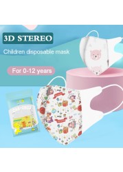 50pcs 3D stereo disposable face mask cartoon cute face mouth masks for kids 3-layer with melt blown protective cloth 1-12 years