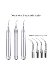 Dental Ultrasonic Air Scaler with 4 Teeth Cleaning Tips 2/4 Holes Handpiece Teeth Whitening Cleaner