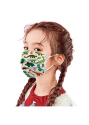 10/50pcs baby disposable face mask masque colorful four layer with dinosaur Meltblown printed lace mesh kids mask mascarillas