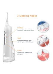 Portable Oral Irrigator USB Rechargeable Water Floss Lrrigator 260ml Dental Dental Dental Lrrigator Dental Water Jet + 5 Nozzle