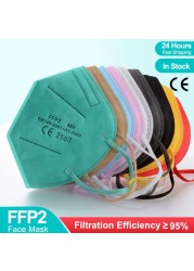 Mascarillas FPP2 Homolokada CE 5-Layer KN95 Face Mouth Masks Adult Respirator Mascherine FFP2 FFPP2 Protective ffp2fan FFP3