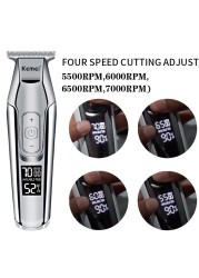 Kemei Profession Hair Clipper Beard Trimmer For Men Electric Shaver For Men LCD 0mm Hair Cutting Trimmer Machine Rechargeable Razor