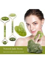 Guasha Natural Stone Facial Massage Jade Roller Gua Sha Massager Device Set For Body Spa Visage rouleau de massage rouleau visage