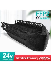 Adult FFP2 Mask KN95 Approved FFP2 Mask 4 Layers Black Cloth Face Mask FPP2 Face Mask KN95 Respirator Mask ffp2mascarillas