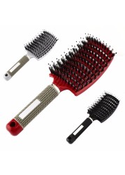 Women Men Hair Scalp Massage Bristle Comb & Nylon Brush Wet Curly Detangling Hair Brush for Salon Hairdressing Styling Tools