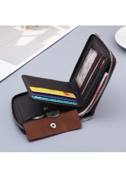 2021 New Canvas Zipper Short Men Wallet With Coin Pocket Clutch Purse Bag For Male Money Purse Denim Card Holder