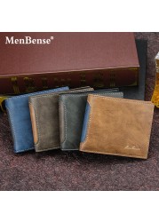 Men's Leather Wallet Business Foldable Luxury Wallet Billfold Slim Cowhide Credit Card Holder Insert Coin Purse 2022 Men