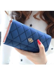 New Women Wallet Lady Clutch Leather Patterned Hasp Female Wallets Long Length Card Holder Phone Bag Money Coin Pocket Ladies Purses