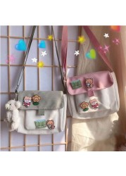 Shopping Bags Women Sweet Kawaii Printed Canvas Leisure Daily Crossbody Shopping Bag Purse New