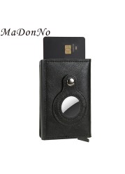 Credit Card Holders Rfid Airtag Wallet Men Carbon Fiber Thin Bank Card Holder Case Airt Tag Male Smart Mini Wallet Macsafe