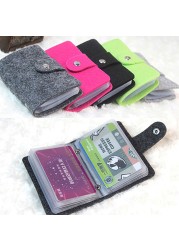 24 Slots Felt Wool Felt Women Men ID Credit Card Button Case Holder Wallet Organizer Gift Business Card ID Card Holder Wallet