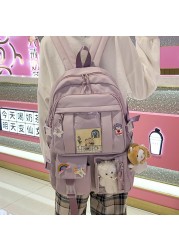 Purple Nylon Backpack For Women Large Capacity Backapck 2021 New Student Travel Bag Girl Multifunctional School Bag 7 Grade