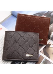 New Men Small Wallet Multifunction Fashion Iron Credit Card Holders PU Money Bag Vintage Leather Wallet Slim Male Purses